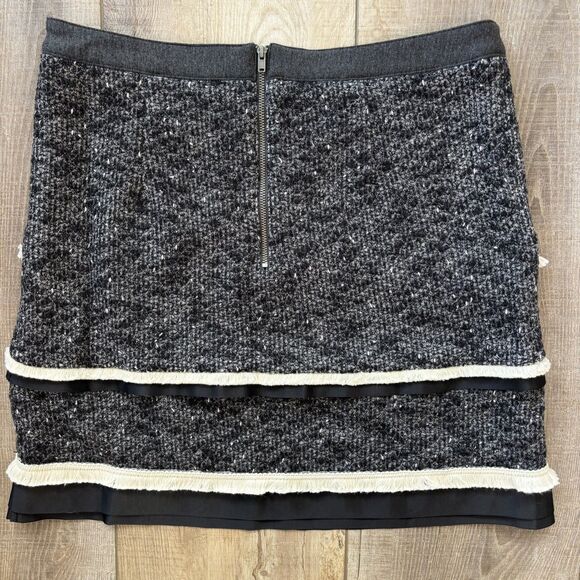 THML Womens Tweed Mini Skirt Sz M Career Mob Wife Preppy Old Money Blair Waldorf - Picture 4 of 9